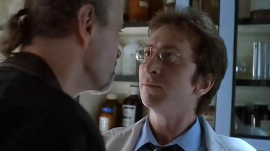 Writer Frank Miller making a cameo as a criminal chemist in Robocop 2