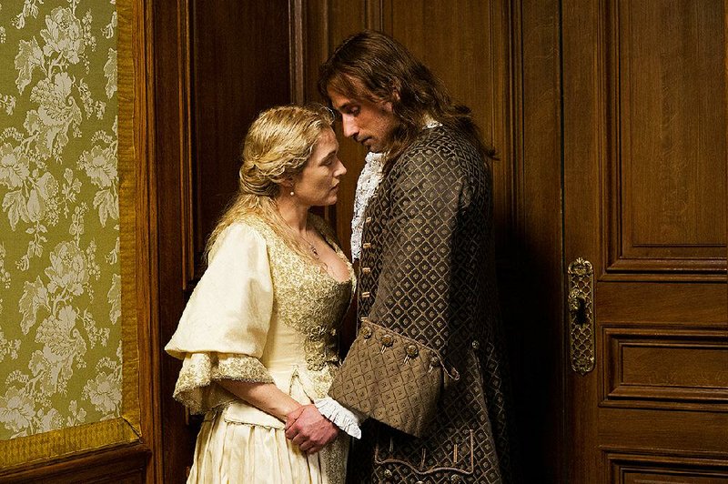 Intimate scene between love interests in A Little Chaos movie
